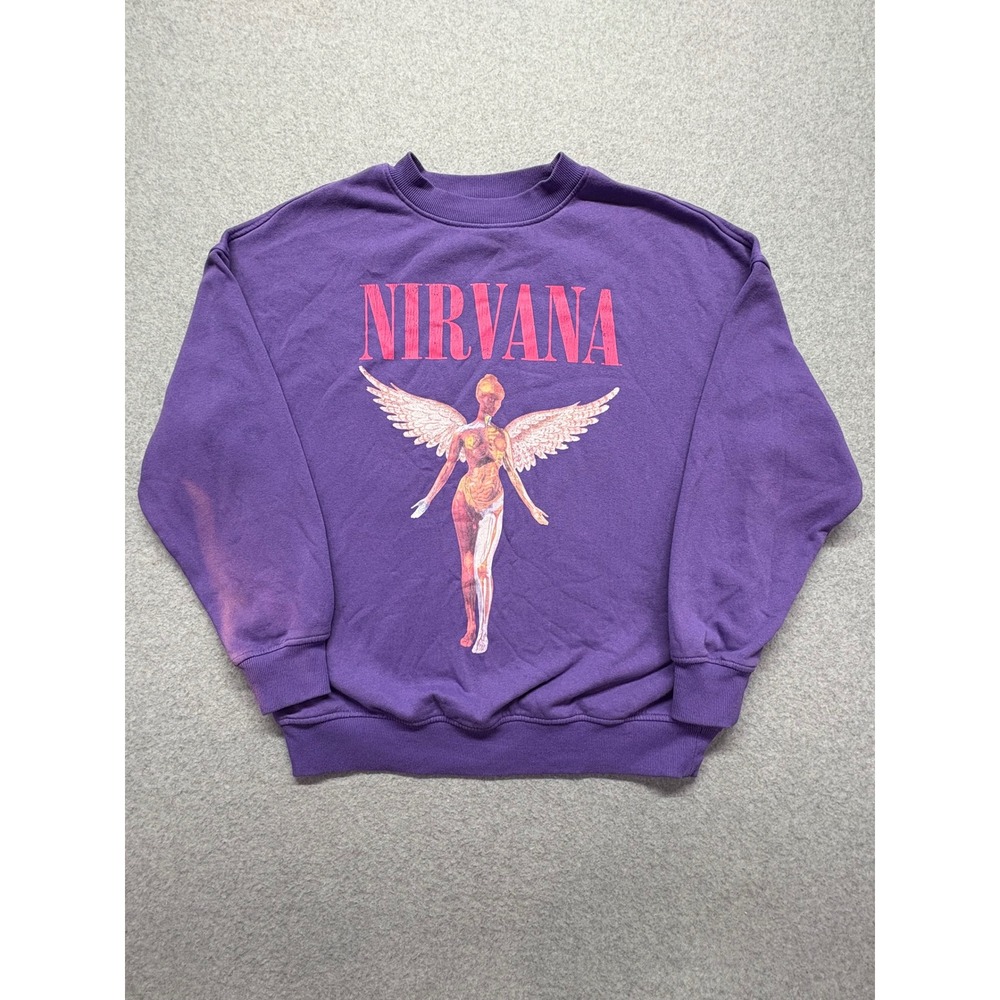 H&M‎ Divided Nirvana In Utero Graphic Sweatshirt Purple Crewneck XS 2022
